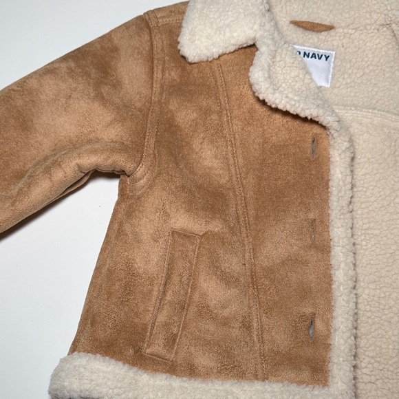 Kids Old Navy Brown Pea Coat with Cream Accents size 3T Children Girl - Picture 8 of 10